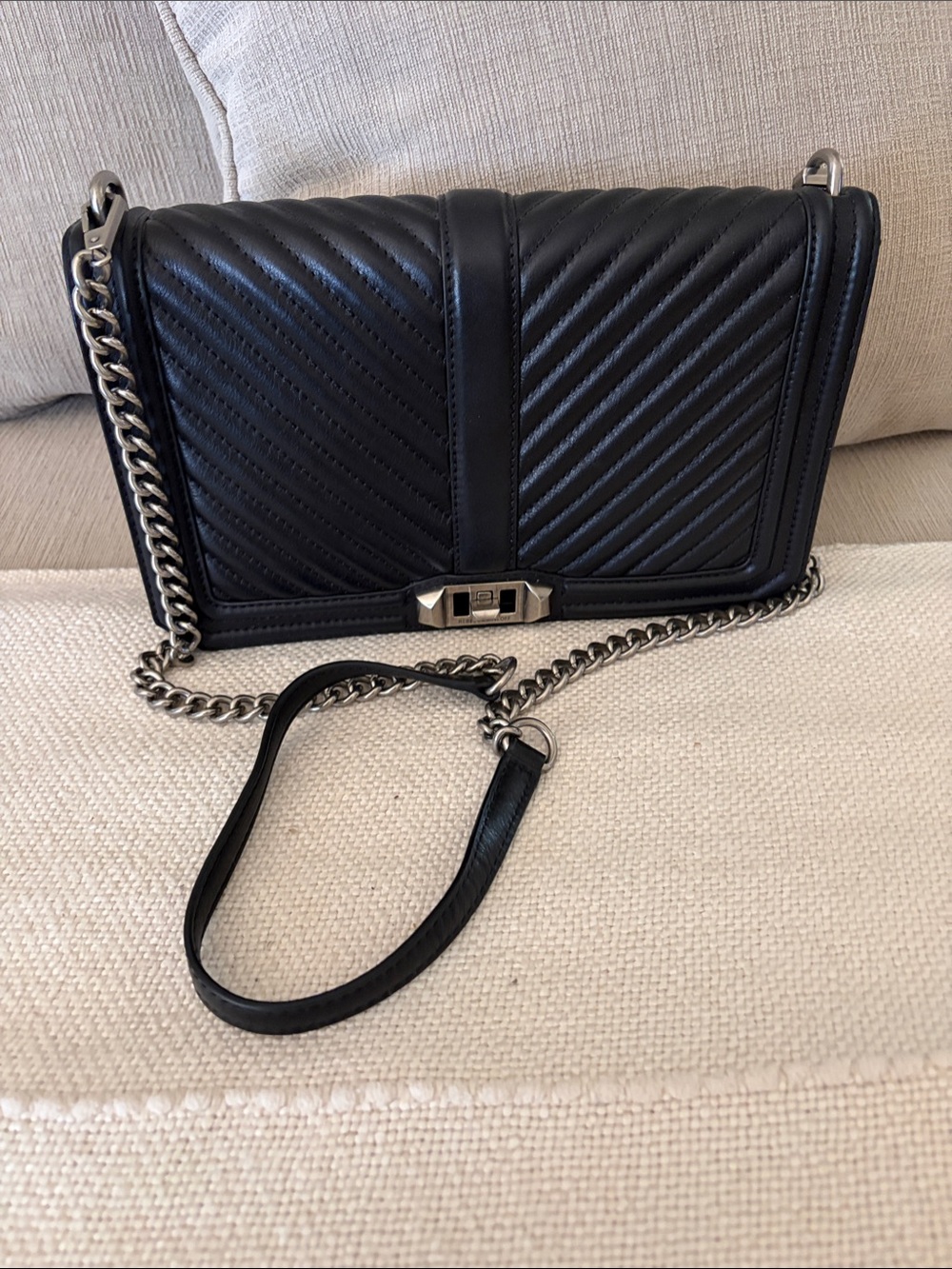 Rebecca Minkoff Black Quilted Leather Chain Crossbody
